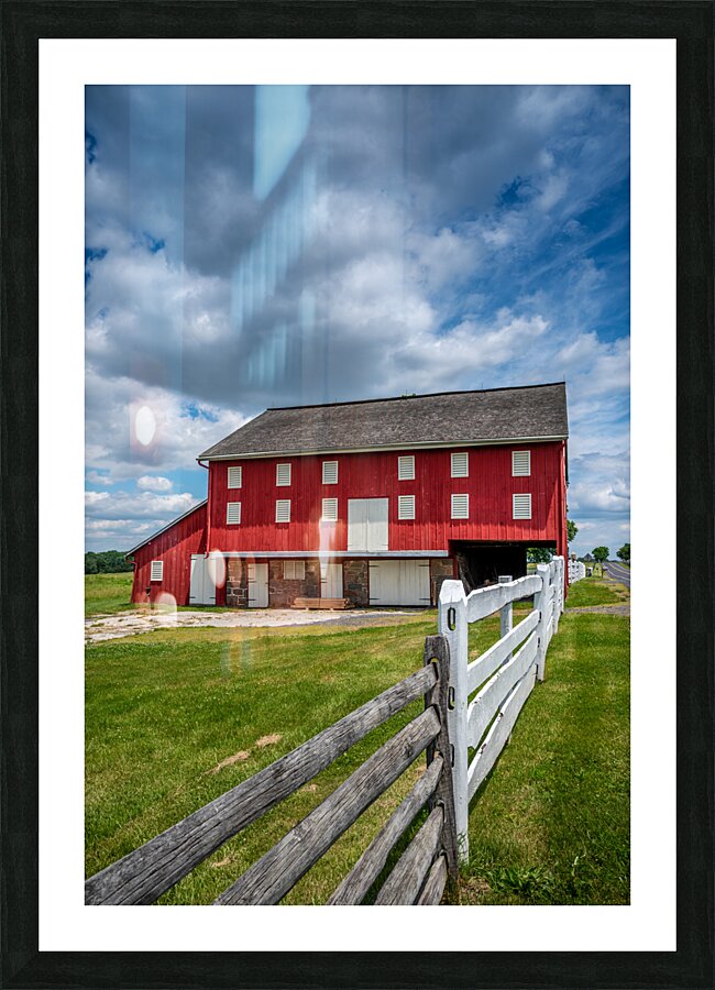 The Sherfy Barn: Rustic Red Retreat  Impression encadrée