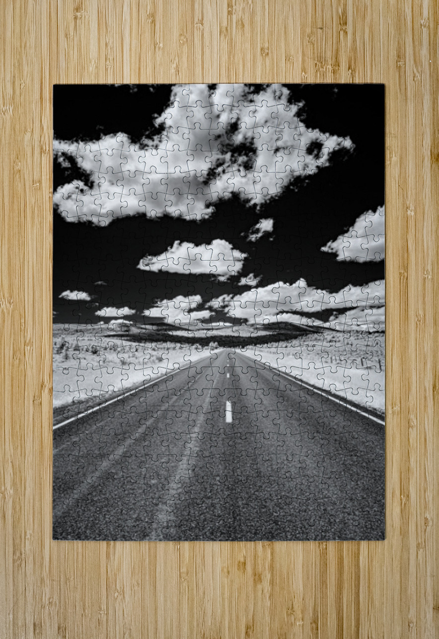 Rural Majesty Unveiled: Montanas Highway Horizon in Black and Wh Dream World Images Puzzle printing