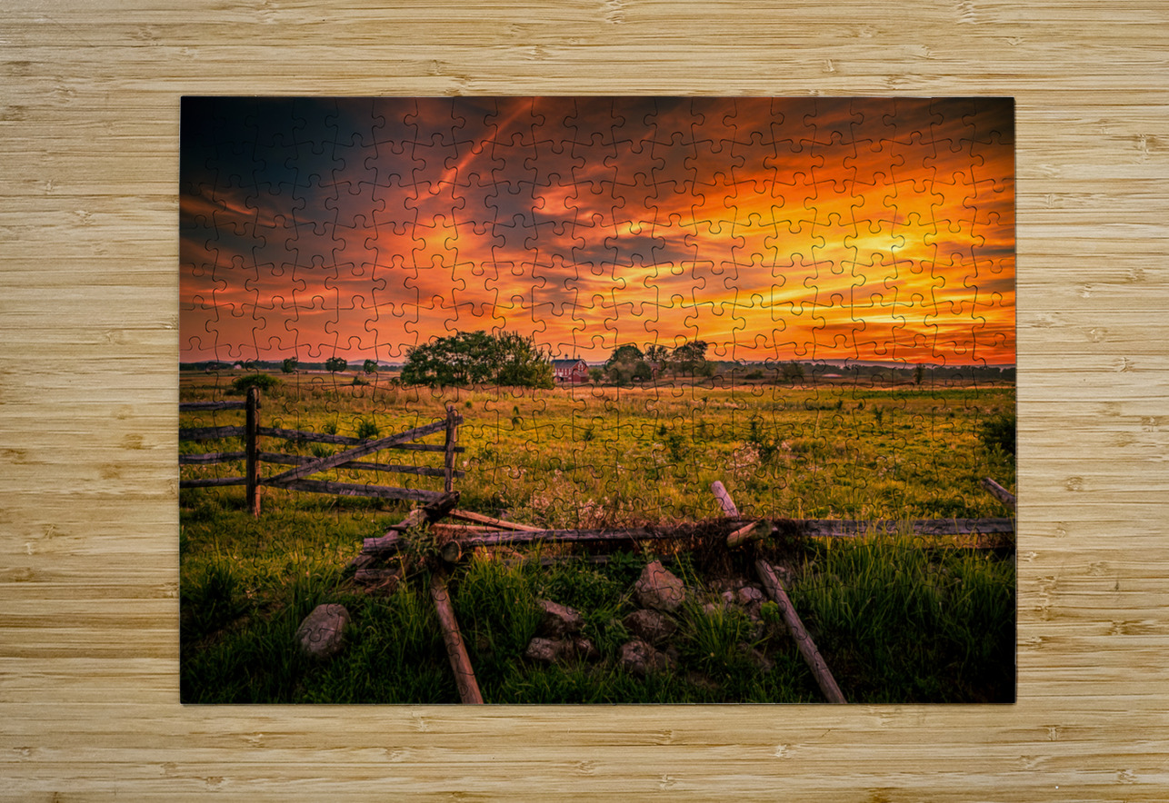 Fields of Fire: Sunset on the Codori Barn in Gettysburg Dream World Images Puzzle printing