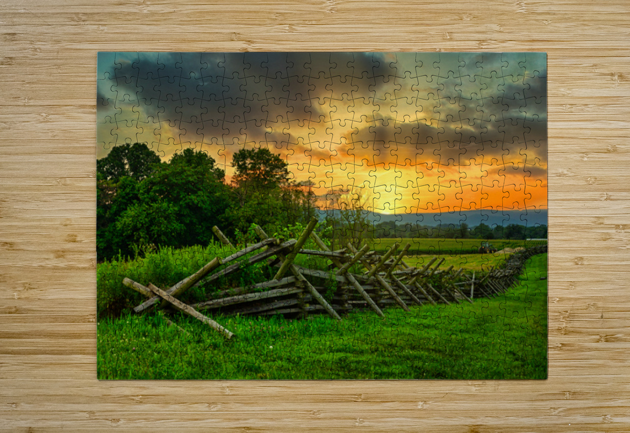 Worm Fence Sunset Dream World Images Puzzle printing