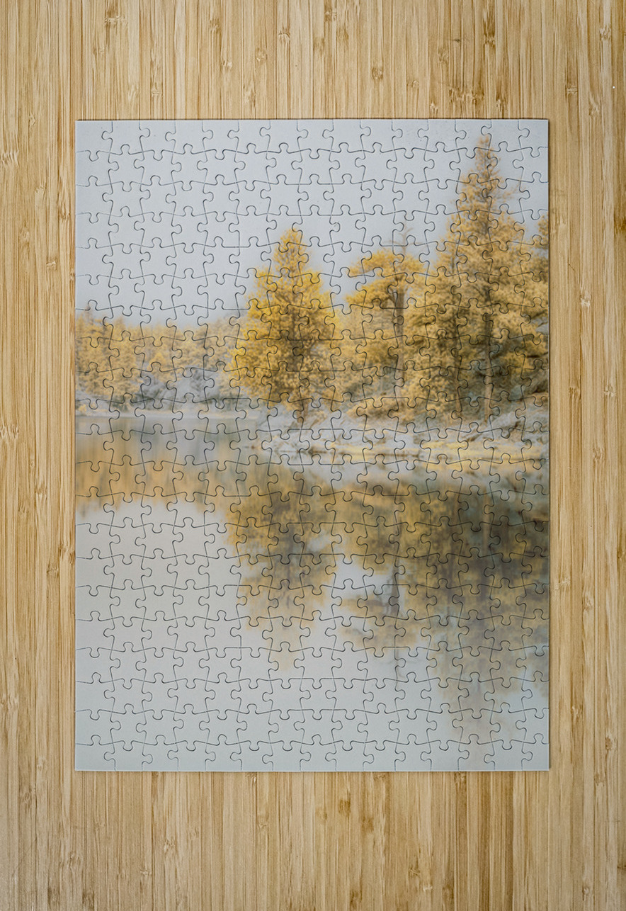 Lake Dreamscape: Misty Morning Serenity at Bismarck Lake Dream World Images Puzzle printing