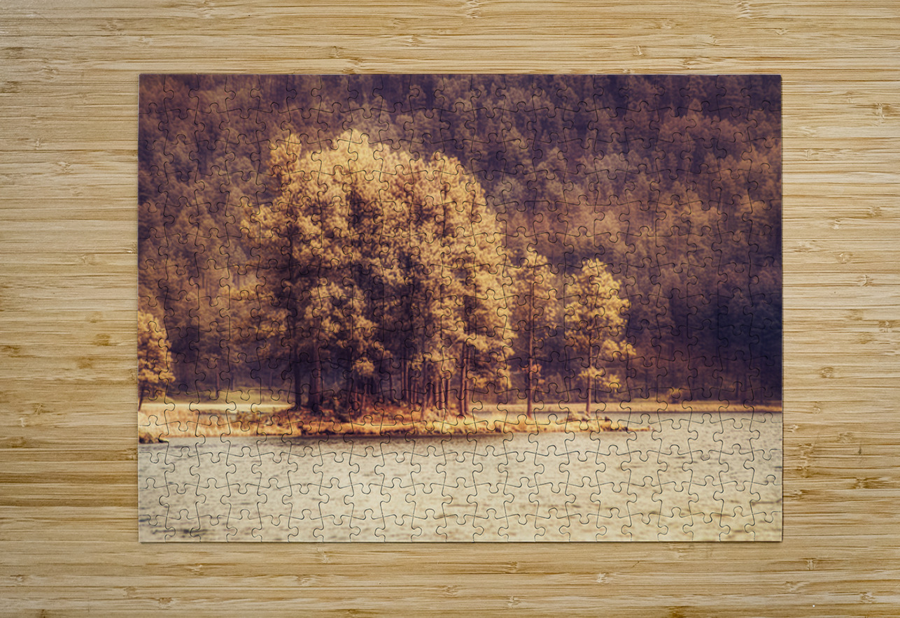 Stockade Lake Tree Island Hazy Dream World Images Puzzle printing