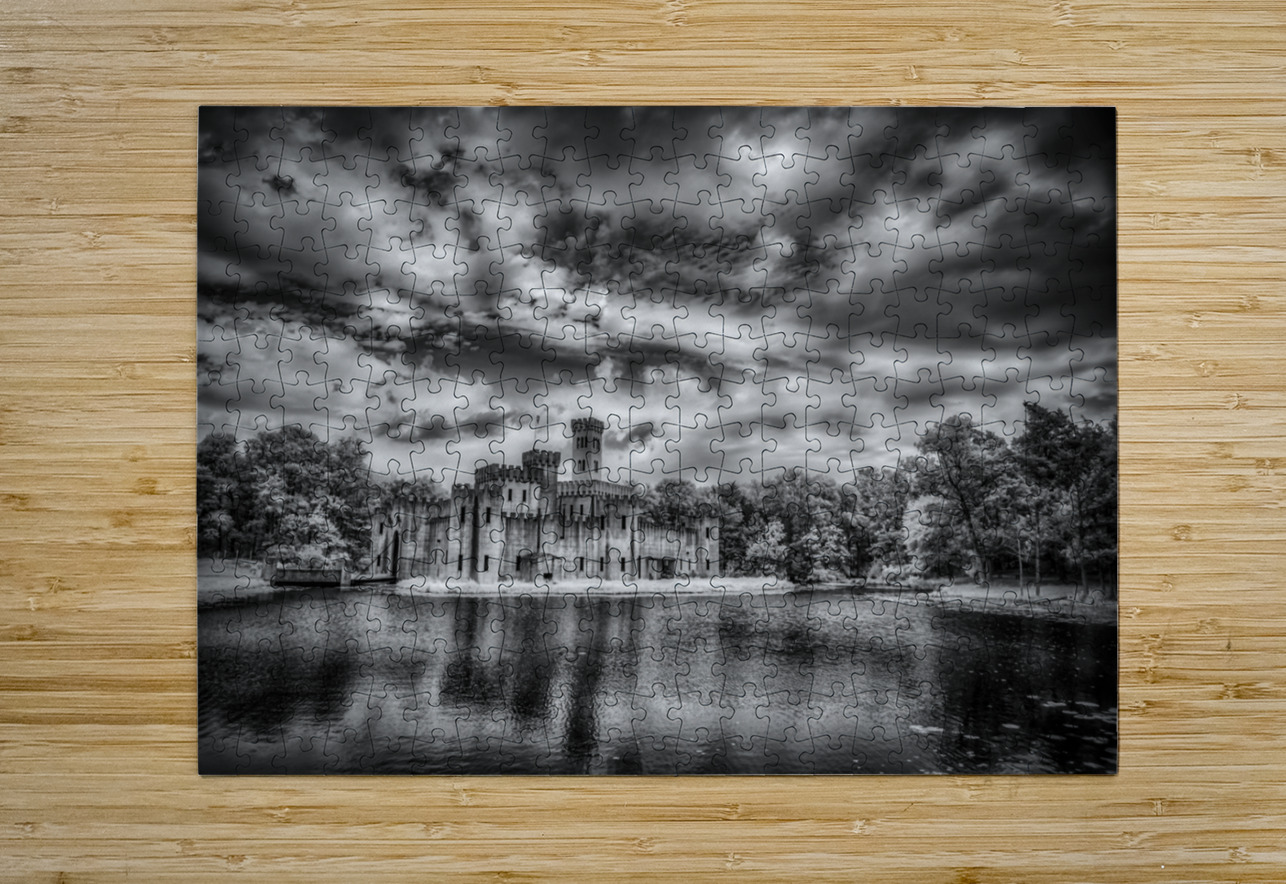Silhouette of Time: Newmans Castle in Moody Monochrome Infrared Dream World Images Puzzle printing