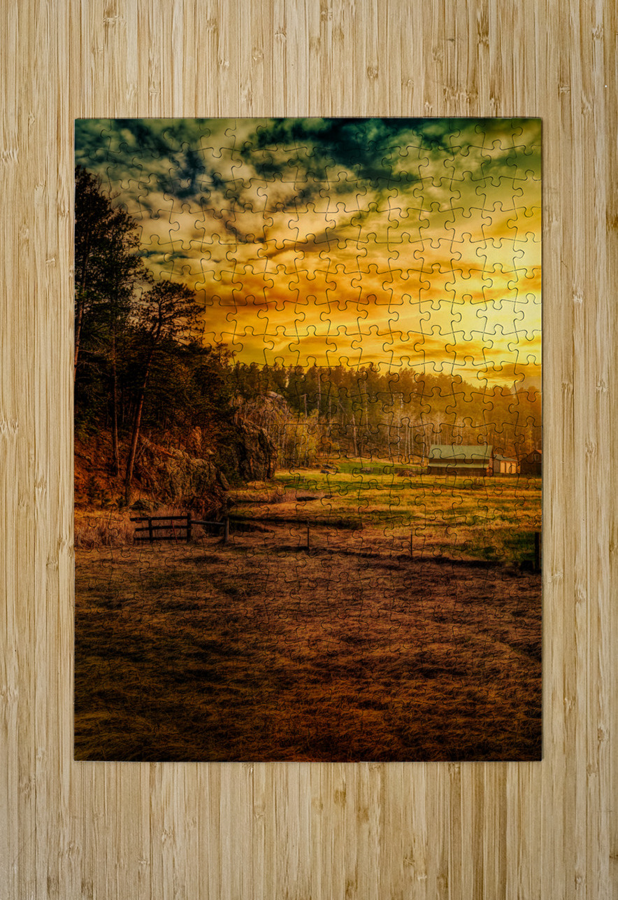 Golden Glow at Custer Ranch: A South Dakota Sunset Dream World Images Puzzle printing