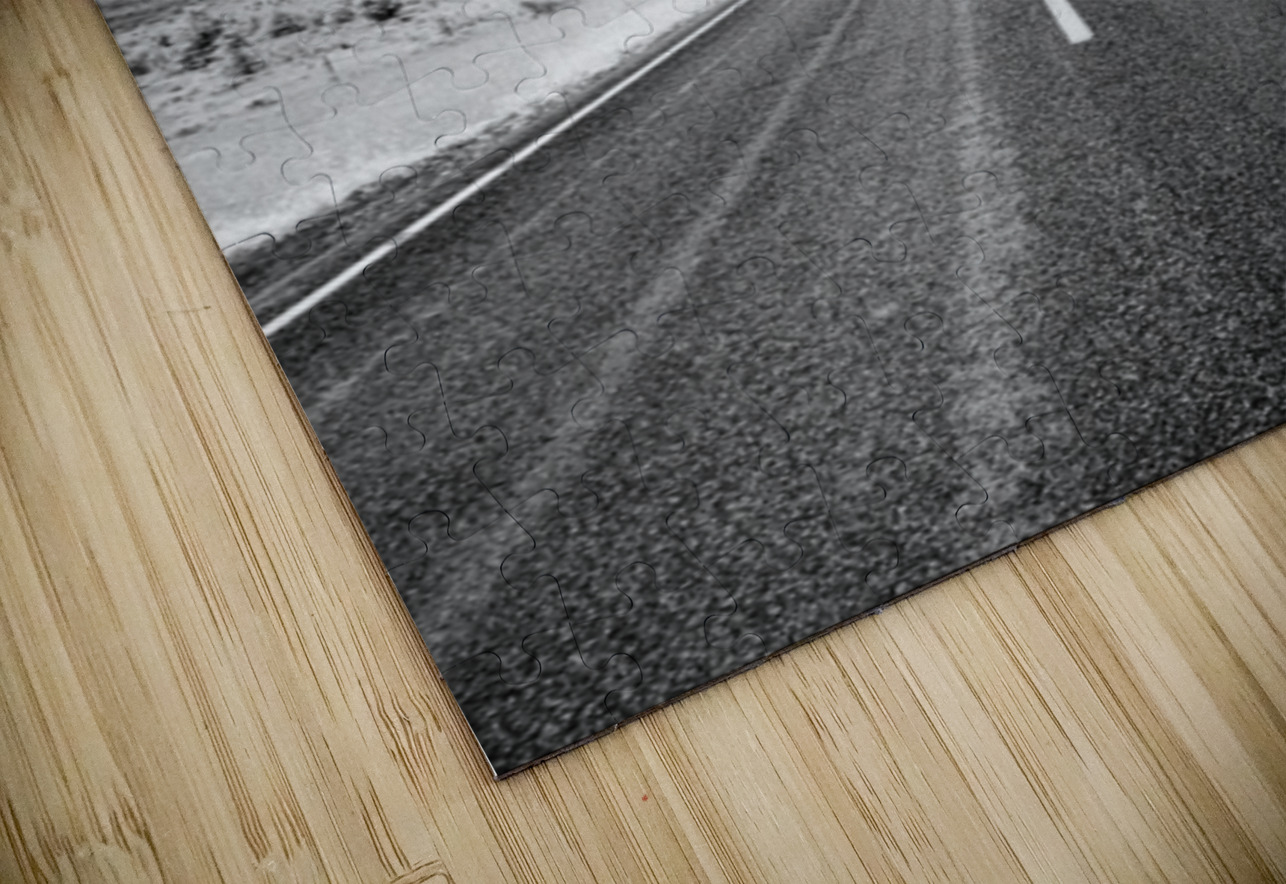 Rural Majesty Unveiled: Montanas Highway Horizon in Black and Wh Dream World Images Puzzle