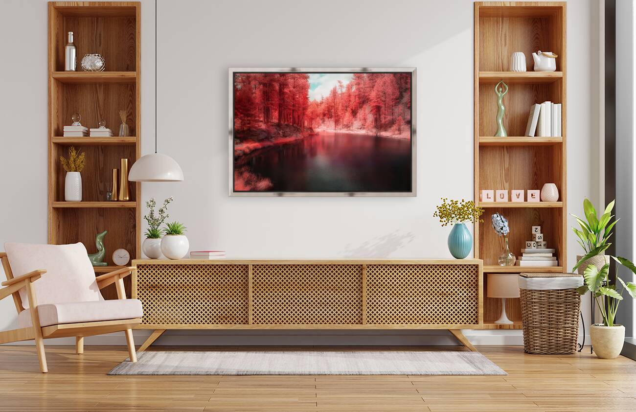 Radiant Tranquility: A Stroll Along Grace Coolidge Lakes Infrared Wonderland in South Dakota Reproduction