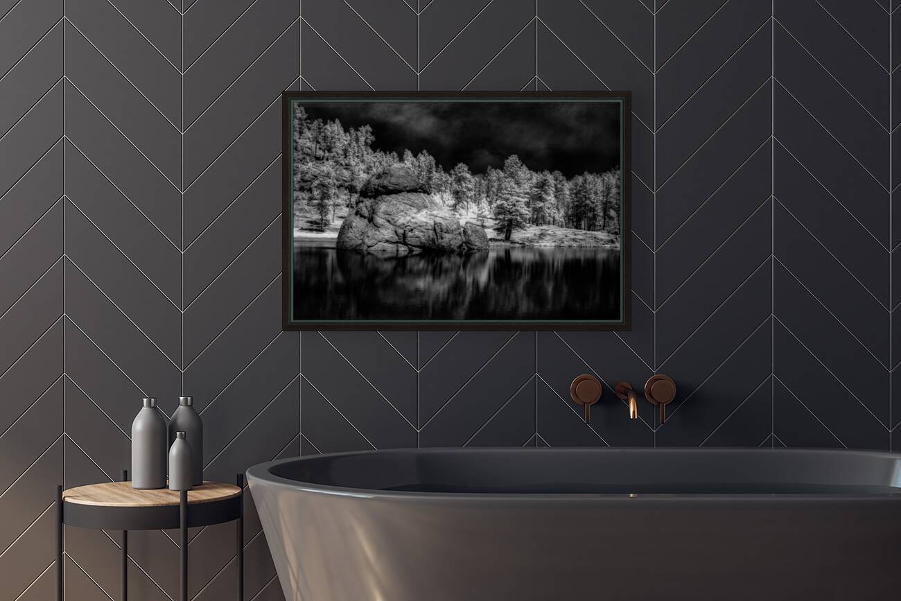 Enigmatic Elegance: Sylvan Lakes Monochrome Marvel Reproduction