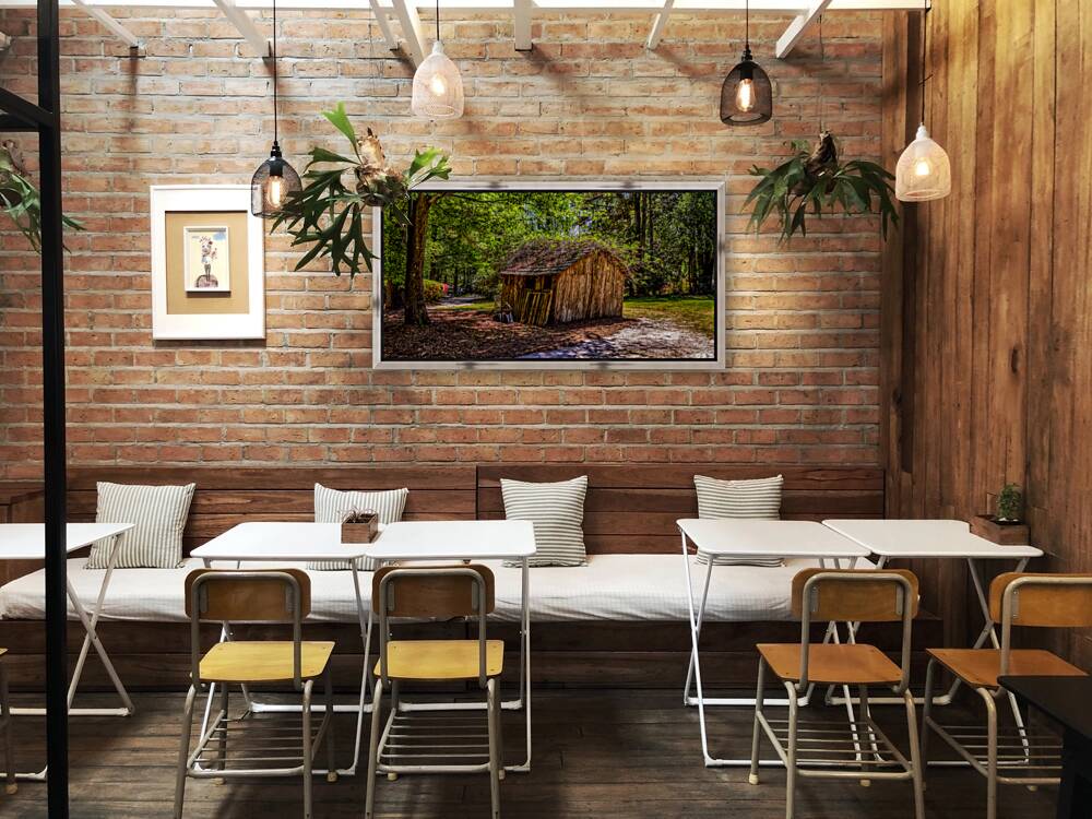 Whispers of Time: An Colorful Enchanted Shack at Swan Lake & Iris Garden Reproduction