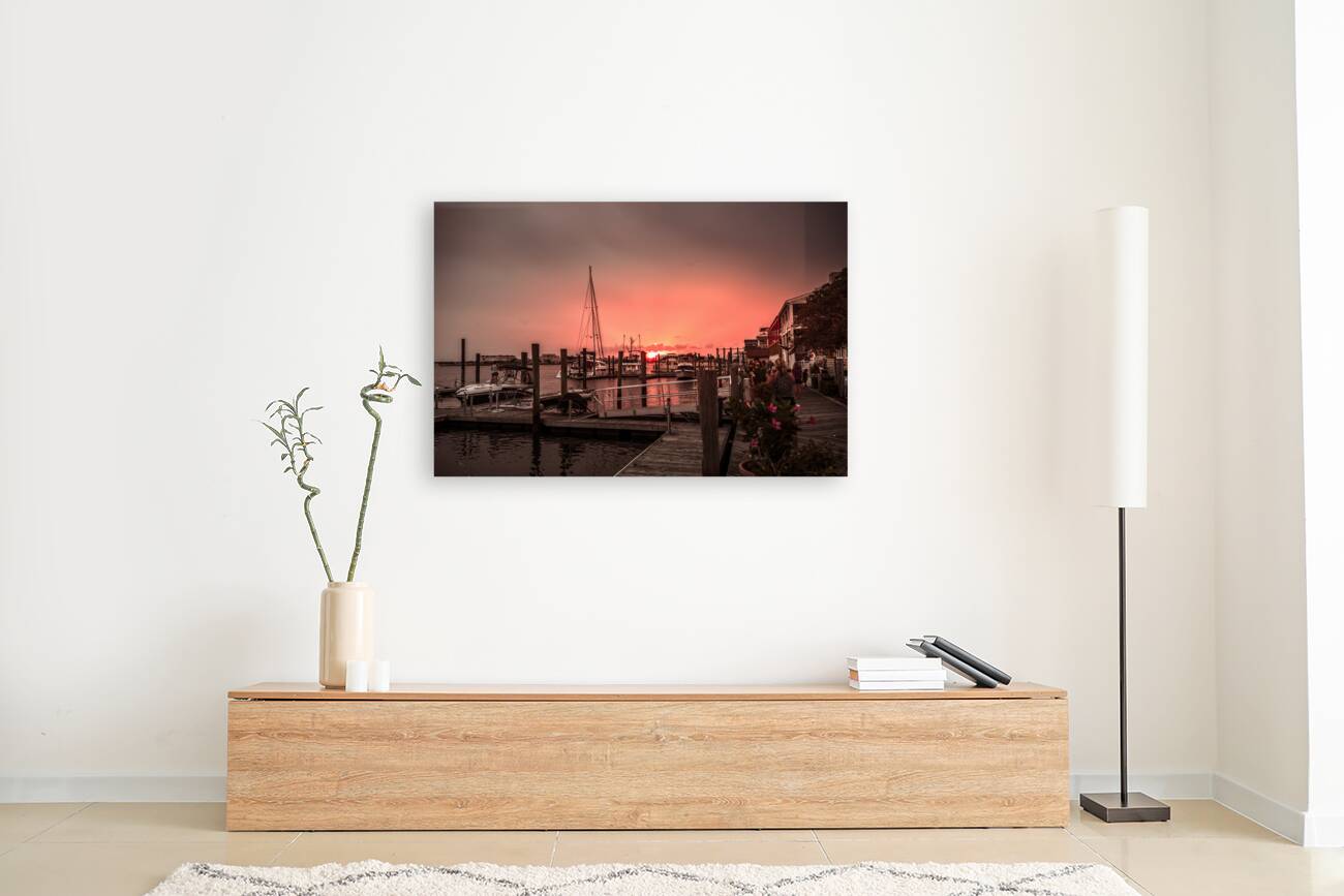 Sunset Serenity: The Radiant Beauty of Beauforts Boats Reproduction