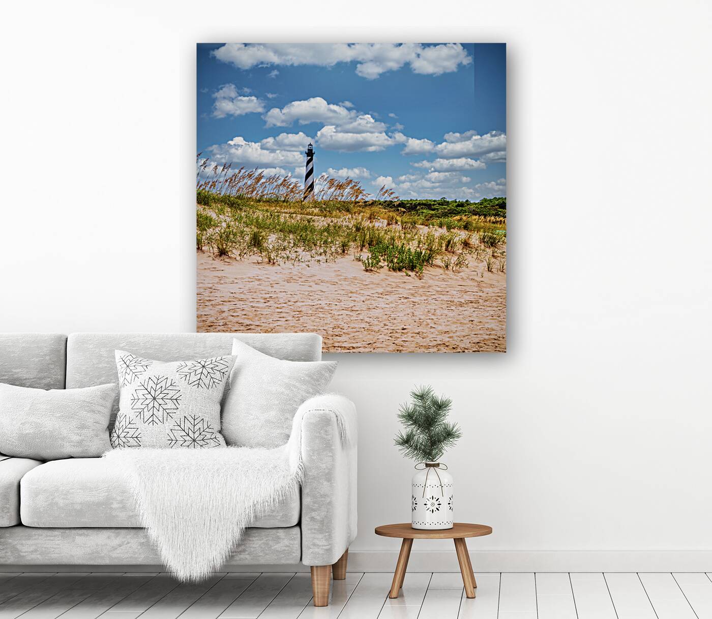 Whispers of Light: Distant Hatteras Lighthouse Reproduction