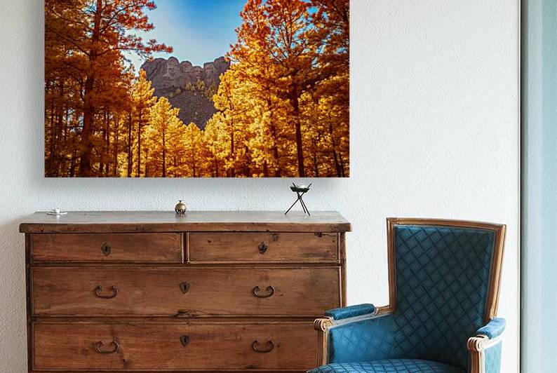 Mount Rushmore Yellow Glow: Infrared Beauty Amidst the Trees by Dream World Images