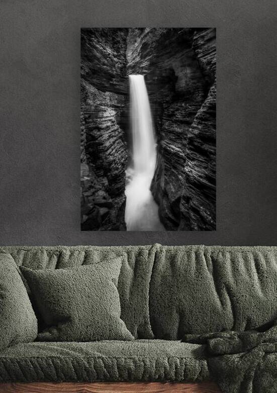 Monochrome Majesty: Watkins Glen Waterfall in Late October by Dream World Images