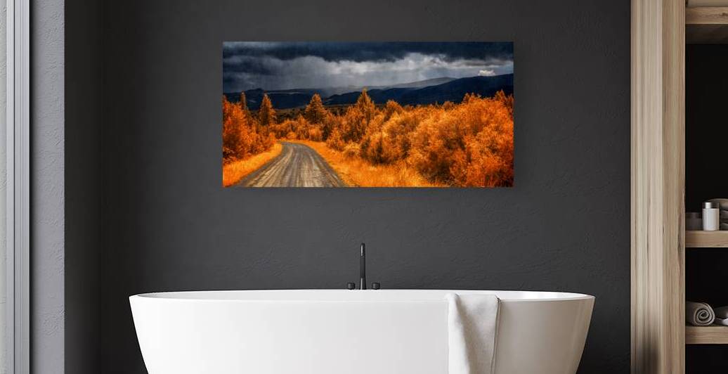 Epic Descent: Montanas Infrared Mountain Road by Dream World Images