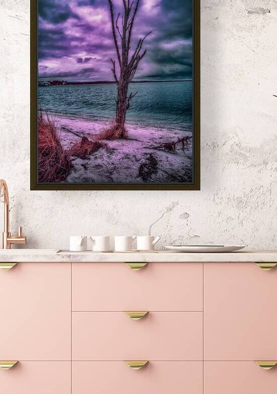 Mystical Resilience: Patuxent Rivers Purple Infrared Tree in a Storm by Dream World Images