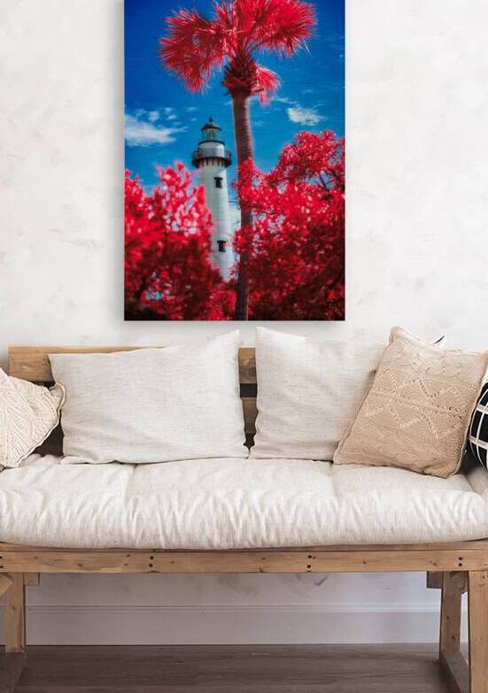 Whispers of Light: Crimson Lighthouse by Dream World Images