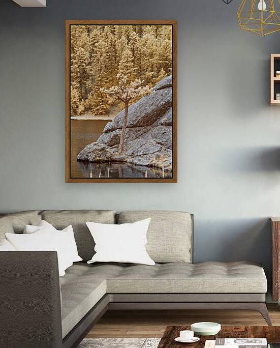  Pine Serenity: An Infrared Glimpse of Sylvan Lakes Tranquil Majesty by Dream World Images