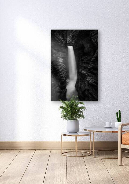 Monochrome Majesty: Watkins Glen Waterfall by Dream World Images