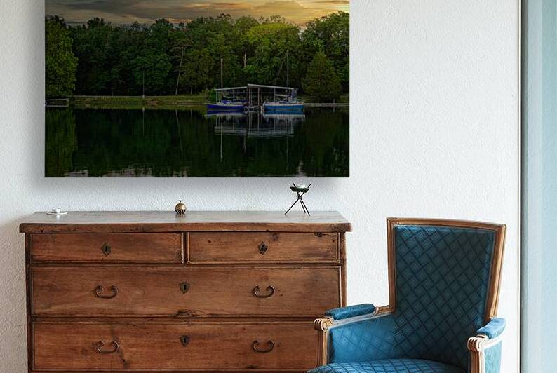 Blue Boat Sunset by Dream World Images