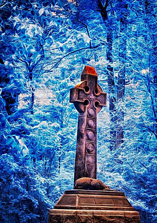 Enchanted Woods: Exploring the Mystical Blue Celtic Cross by Dream World Images